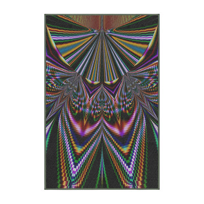 Laine tissée à la main avec motif géométrique en laine et polyester vert/rose/jaune Tapis décoratif