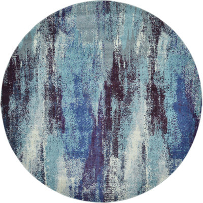 Tapis bleu à motif abstrait Rizer