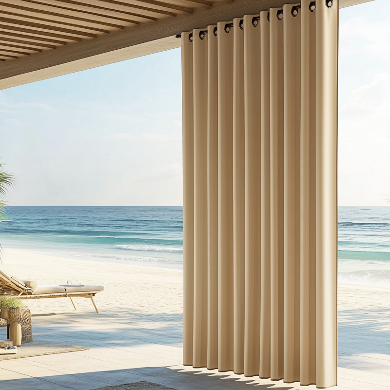 1 Panel Flannelette Waterproof Blackout Outdoor Curtains for Patio/Pergola/Porch, 54" W x 108" L