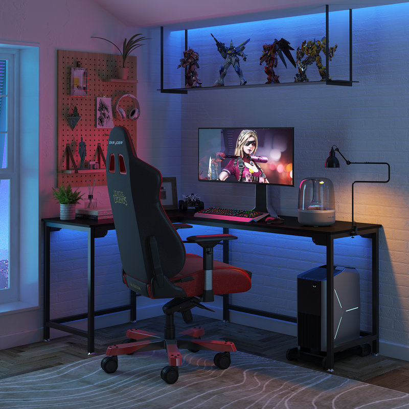 Arlie Metal Base Computer Desk, 29.52" H x 66.14" W x 47.24" D, Black/Black