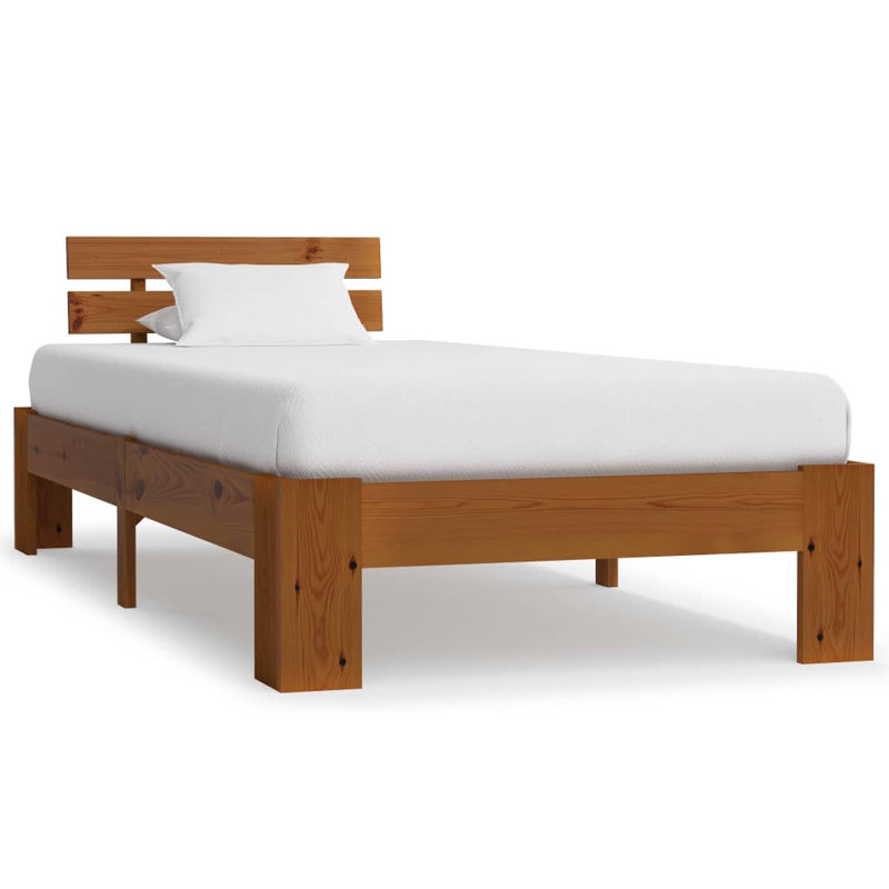 vidaXL Bed Frame Solid Pine Wood, Honey Brown, 100 x 200 cm