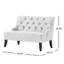 Upholstered Settee In Grey, Solid Birch Legs, Back Allurement Flared Wood Leg Elegance