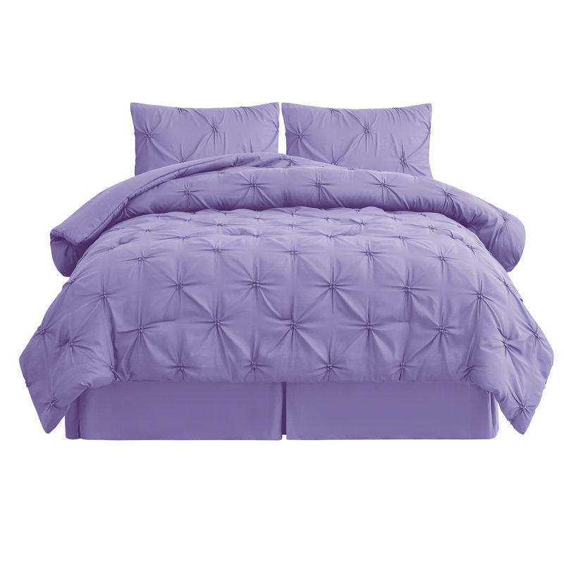 Classic Spring Pintuck Comforter Set, Blue, King Comforter + 2 King Shams