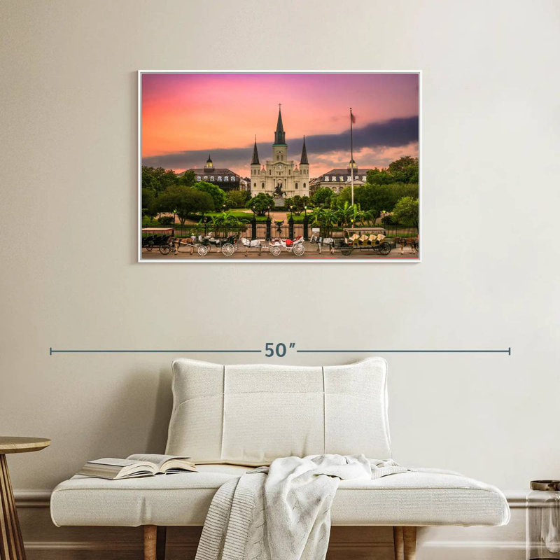 Cathédrale de la Nouvelle-Orléans, Cadre flottant blanc, 37 po x 25 po