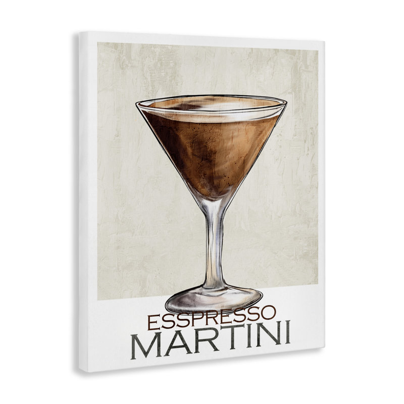 Toile espresso Martini sophistiquée, design par Kim Allen, H 30 po x l 24 po