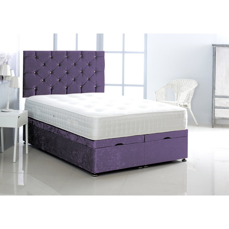 Tiana Upholstered Ottoman Storage Bed, Small Double (4'), Purple