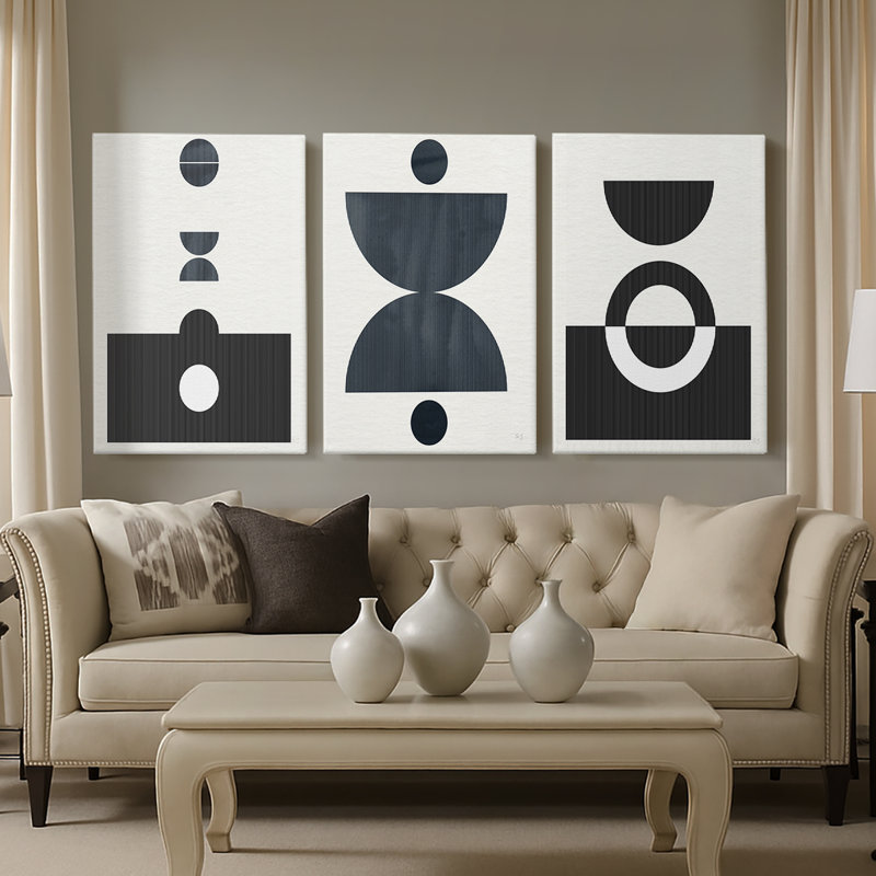 Eclipse I  -Custom Wrapped Gallery Canvas - 3 Pieces, 12" H x 24" W