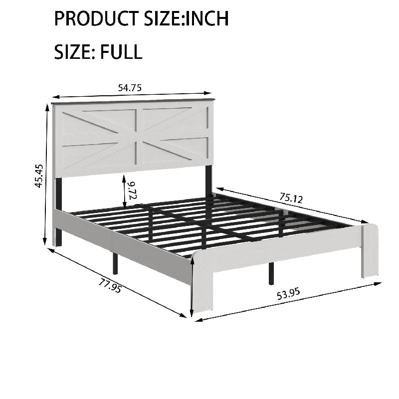 Structure de lit double en bois, Full