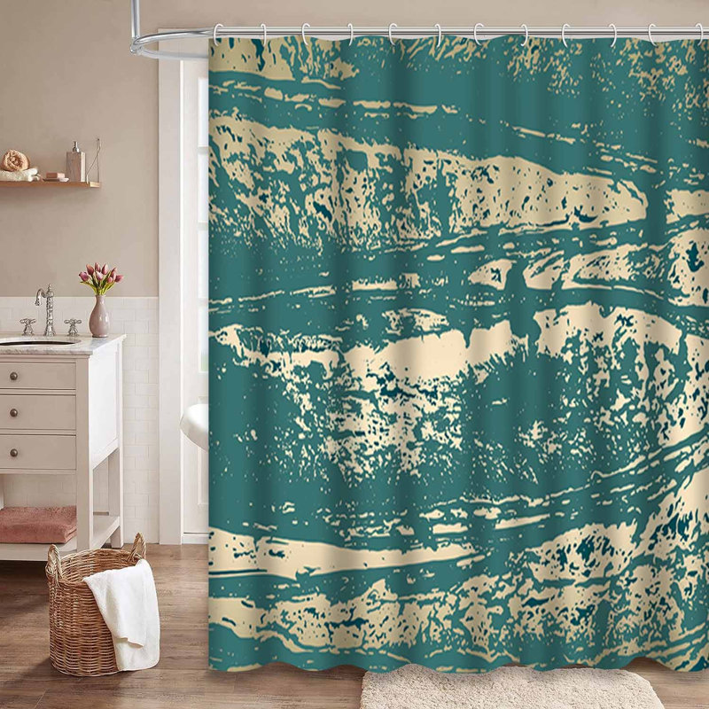 Rideau de douche abstrait abstrait en marbre pastel avec 12 crochets, L 72 po x l 72 po