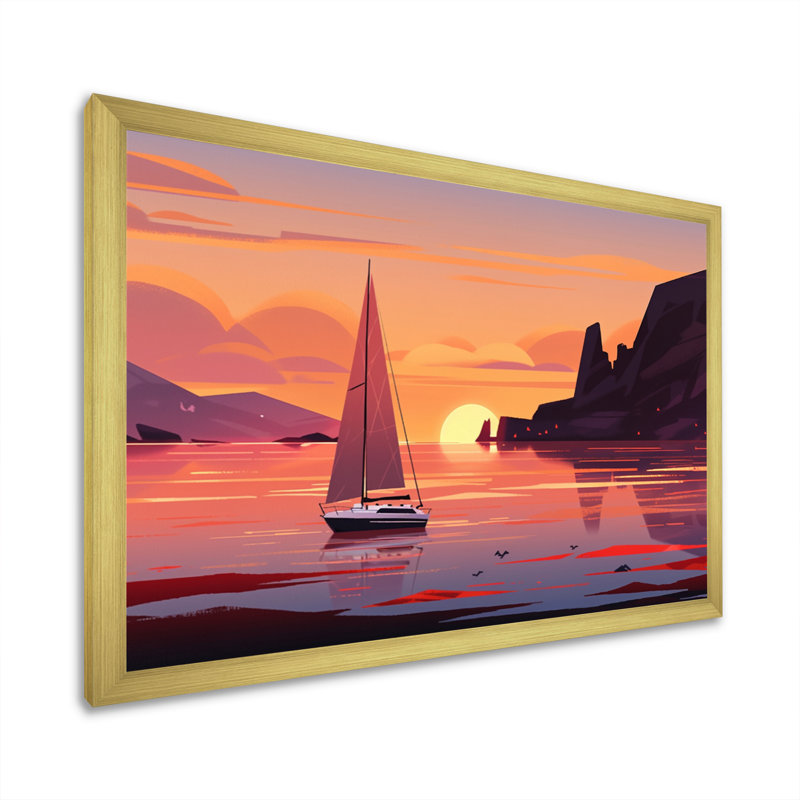 «Beachside Dusk», reproduction sur toile, Encadrement doré, H 24 po x l 32 po x P 1 po