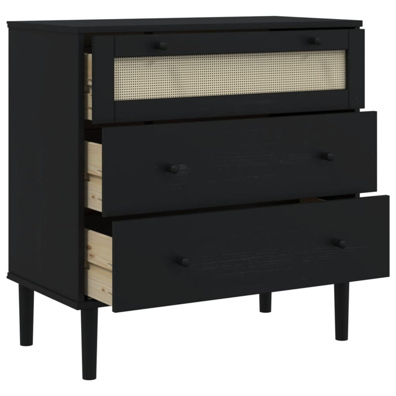 Armoire d'appoint en bois massif Arriel, Noir