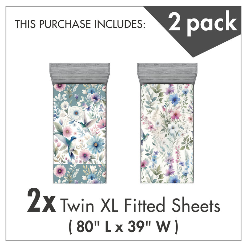 Microfiber Birds And Nature Fitted Sheet, Twin Extra Long Fitted Sheet