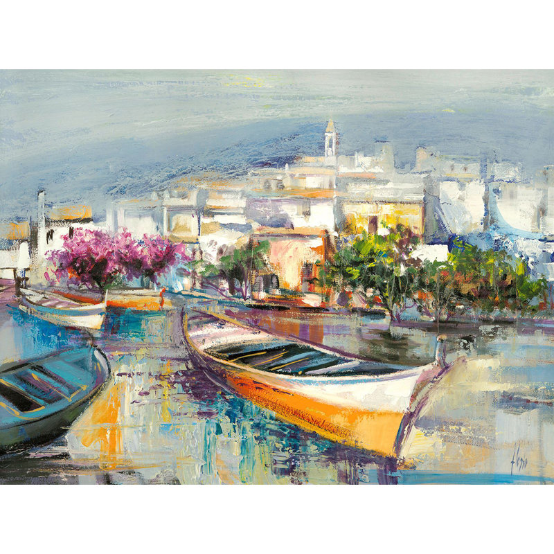 Mediterranean Village by Luigi Florio - Wrapped Canvas Painting, 60cm H x 80cm W x 4cm D