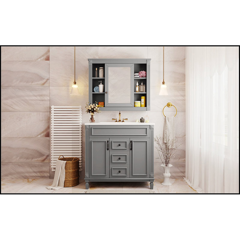 Ensemble de meuble-lavabo simple 35,9 po Nazarius, Gris