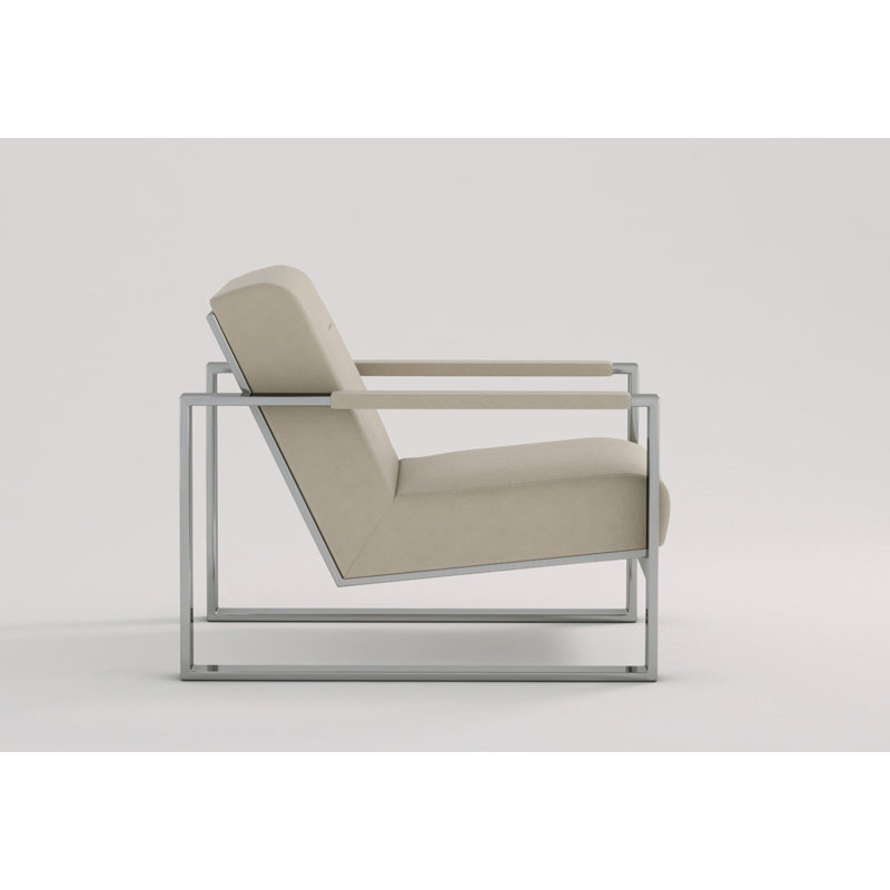 Fauteuil large de 34 po Lucana, Similicuir gris pâle