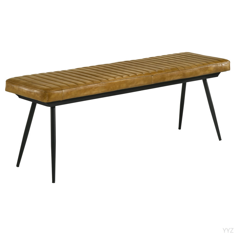 Banc à coussin capitonné chameau et noir