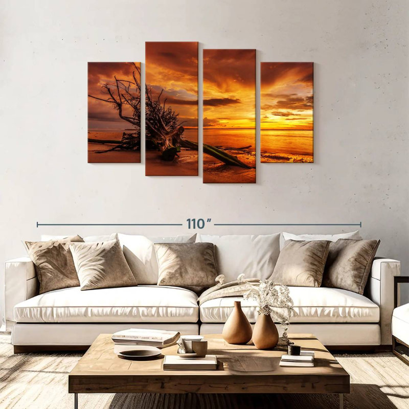 Gillard Driftwood au coucher du soleil, H 48 po x l 75 po