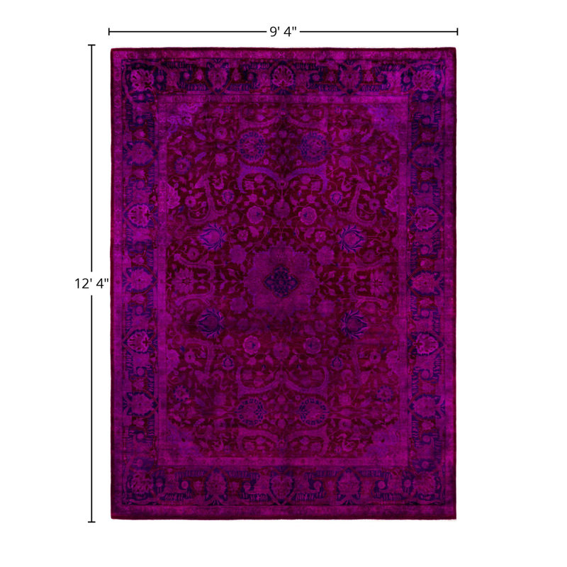 Overdyed One-of-a-Kind 9' 4" X 12' 4" Hand Knotted Area Rug