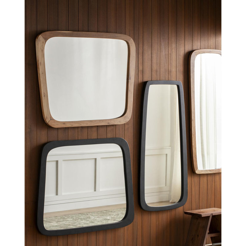 Black Acacia Wood Rectangular Wall Mirror