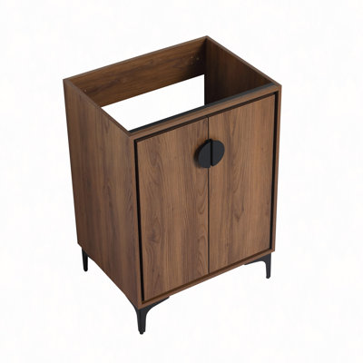 Meuble-lavabo 24 po sans lavabo supérieur, armoire de rangement pour salle de bain avec 2 portes à fermeture douce, meuble-lavabo simple