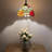 Kleist Tiffany Pendant Lighting Fixture Red Orange Blue Stained Glass Rose Flowers LED Bulb 12"W*12"D*60"H-1638435874