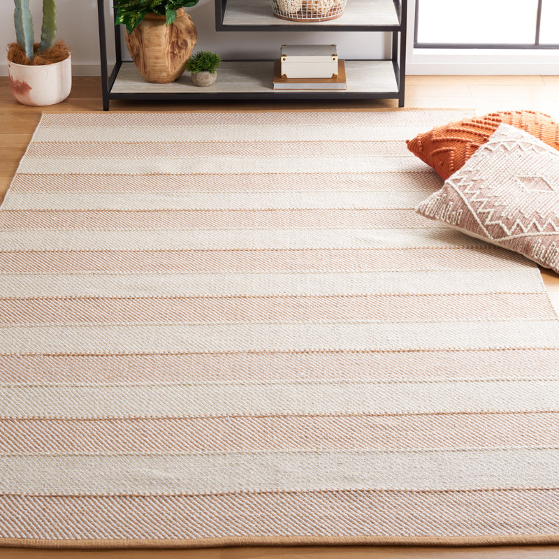 Tapis rayé kilim 803 beige / doré, Rectangle 6 pi x 9 pi