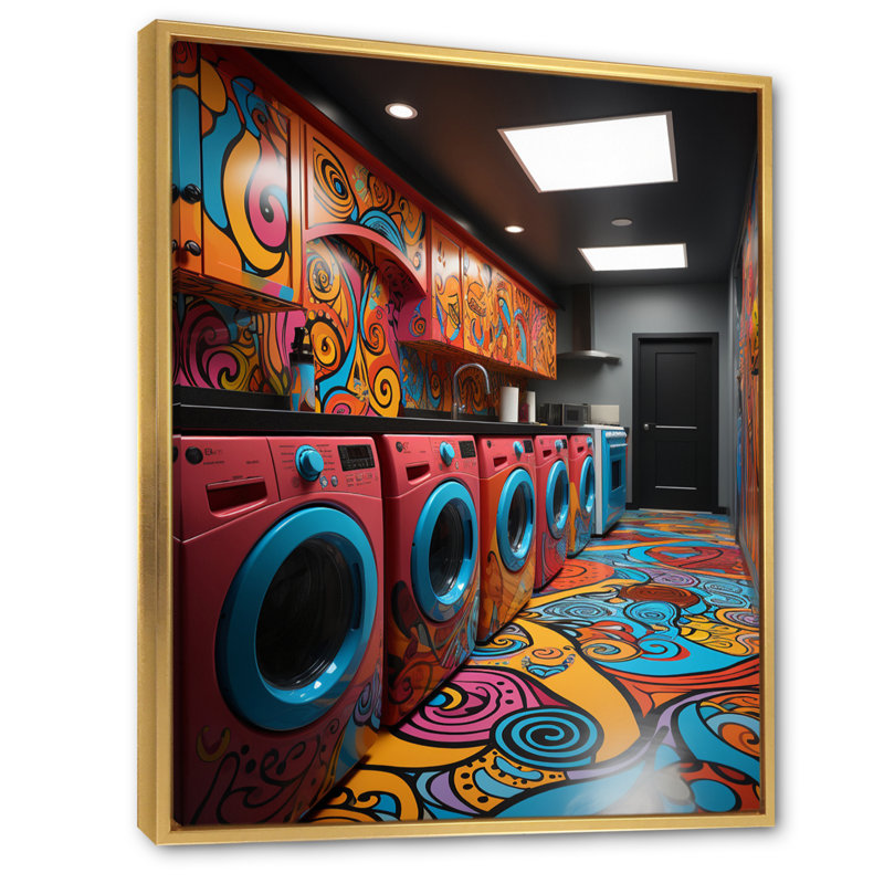 Blanchisserie, impression artistique sur toile II, H 32 po x l 24 po x P 1 po, Cadre flottant doré