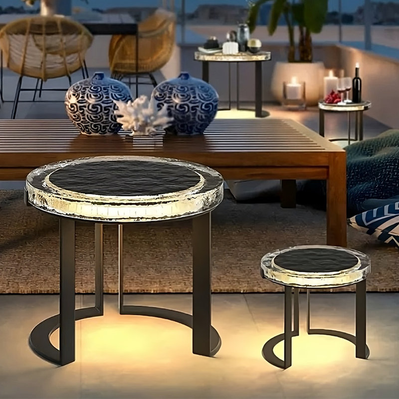 Solar Powered Integrated LED Floor Lamp End Table (set of 2), 2/pack