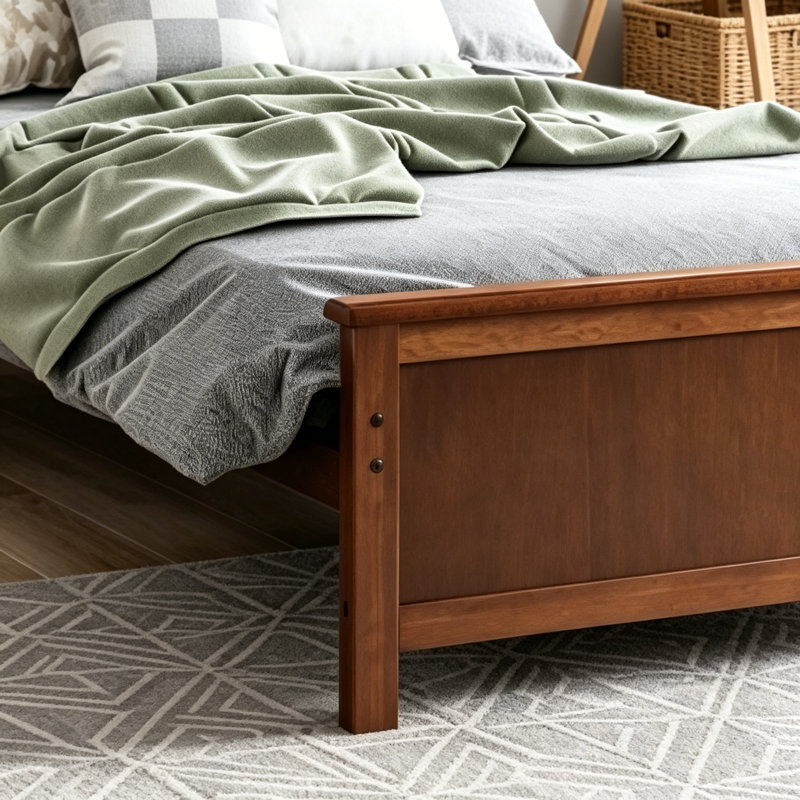  Twin Size Wood Platform Bed With Headboard, Footboard And Wood Slat Support, Twin Bed, Wood Bed, Walnut
