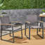 Chaises de salle à manger (paire) - sièges d'extérieur en aluminium gris. Poignées en faux bras, siège en filet. Rouille de 25,1 po x P 22,42 po et de H 33,86 po. Style Mid-Century moderne. Chaise de 10,21 lb, paquet de 26,96 po. 26,5 po; 27,5 po; 9,5 po-121095704