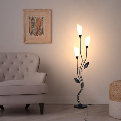 Lampe sur pied à fleur avec lumières DEL à intensité variable, 3 têtes réglables, commande par pédale, 3 températures de couleur pour le salon, la chambre à coucher, le bureau, le décor de ferme rustique