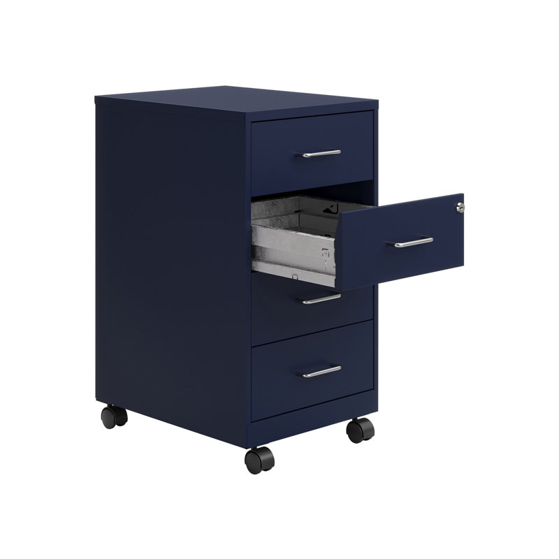 Patirica 14.25'' Wide 4 -Drawer Mobile Steel File Cabinet, Navy