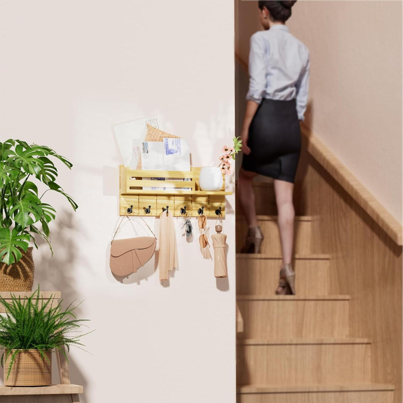 Wood Wall Organizer, Light Brown