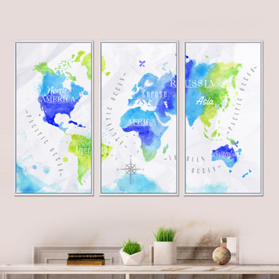 " World Map " 3 - Pieces