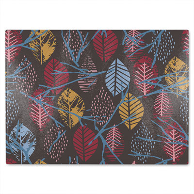 Prints Of Autumn Leaves Glass Chopping Board