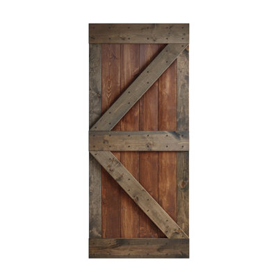84'' Solid Wood Paneled Painted without Installation Hardware Kit Barn Door