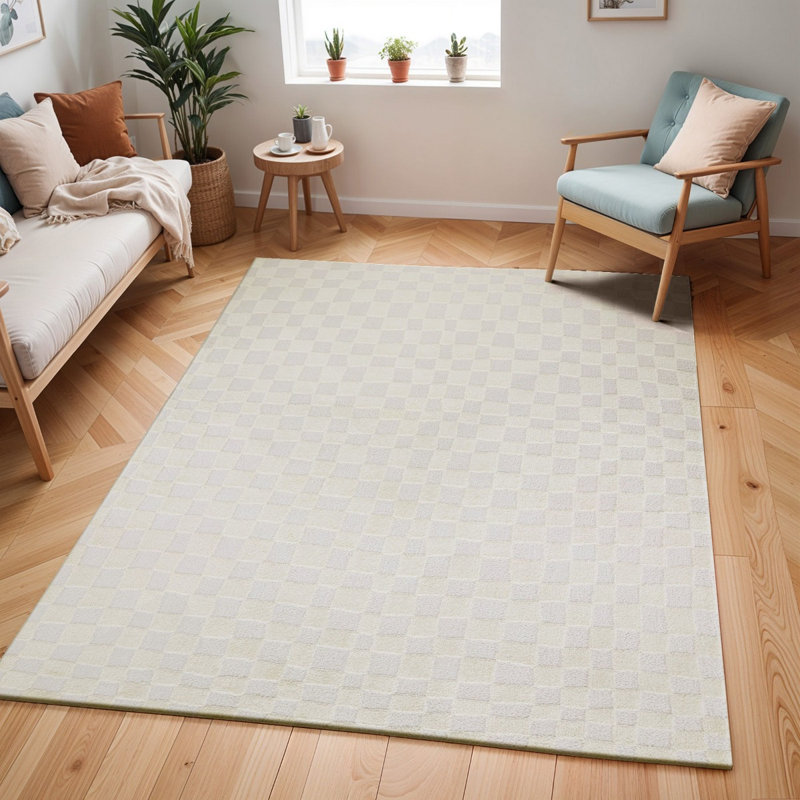 Blannie Chequered Machine Tufted Area Rug, Rectangle 200 x 275 cm