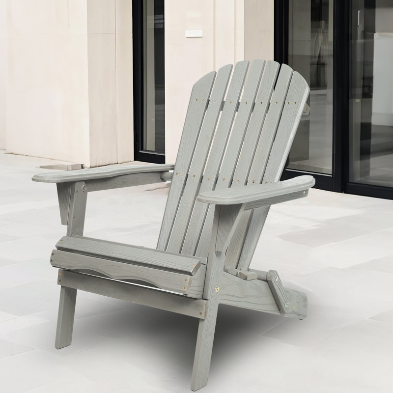 Chaise longue en bois gris pliable et pliable, Gris