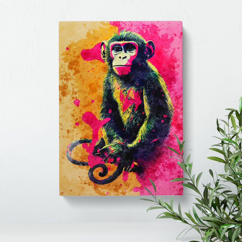 Paint Splash Monkey No.3 - Wrapped Canvas, 60cm H x 40cm W x 3cm D