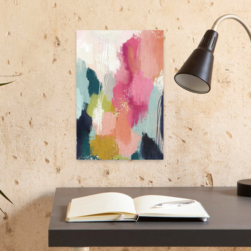 «Abstract Pinks», art abstrait contemporain audacieux, 18" H x 12" W