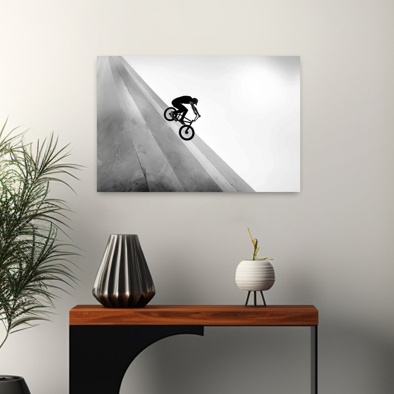 Art mural contemporain motard, H 16 po x l 24 po