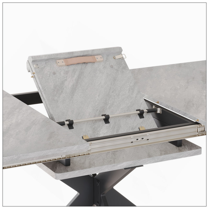 Très grande table de salle à manger de 62,15 po à rallonge de 78,15 po de style Mid-Century moderne pour salle à manger, table de fête, table de conférence, pieds en X en métal noir.