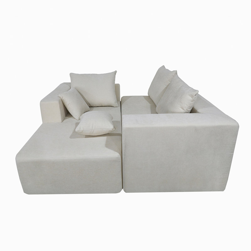 Canapé-lit polyvalent et polyvalent avec éponge haute densité et tissu en lin doux, plusieurs configurations pour plus de confort et de flexibilité