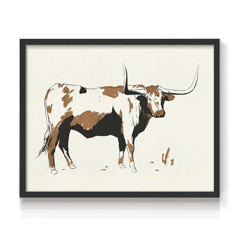 Terre Cotta Steer III - reproduction encadrée - réarmable, H 11 po x l 14 po, Noir
