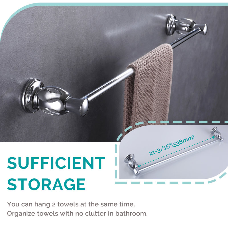 24.1" Wall Mounted Towel Bar, Chrome