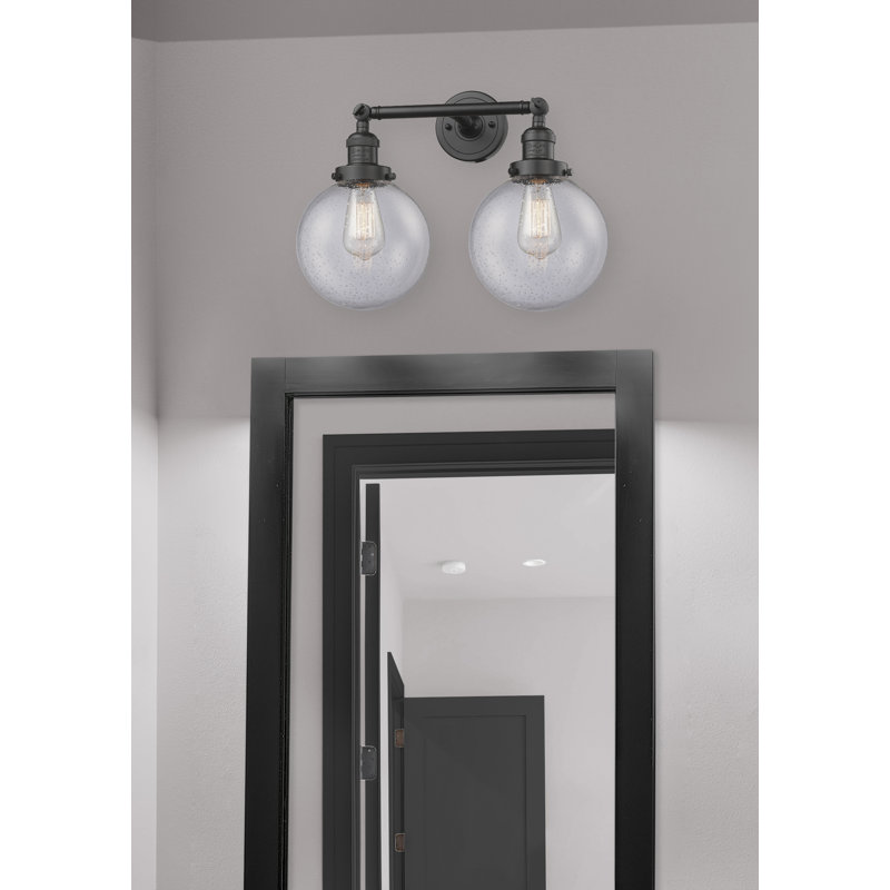 Éclairage pour meuble-lavabo 2 lumières rétro Barrigan, DEL, Bronze huilé, Boîtier blanc mat