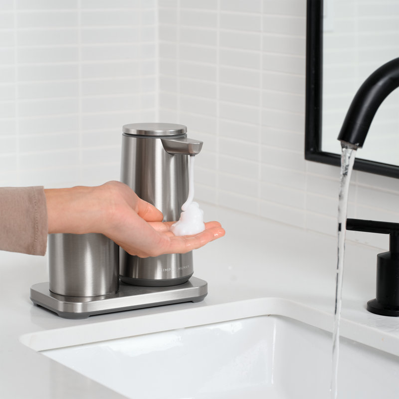 sensor pump foam + caddy + cup, brushed stainless steel, Brushed