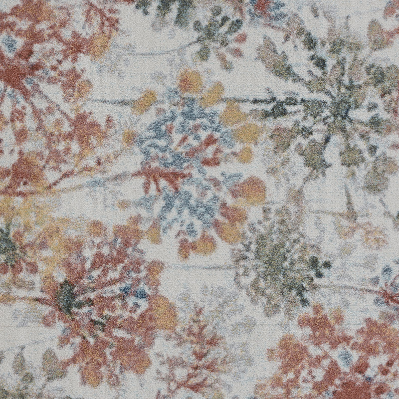 Tapis floral floral crème, Tapis de couloir 2 pi 8 po x 9 pi 10 po