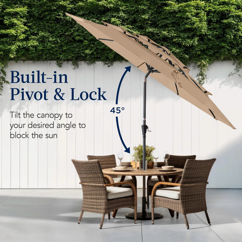 Parasol de patio à 3 niveaux, Tan