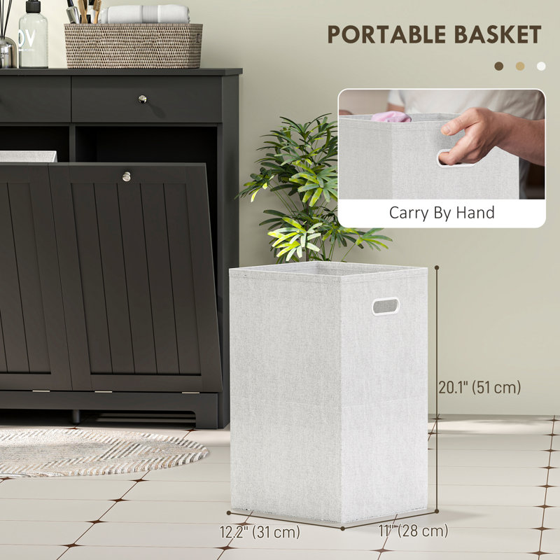 Armoire à linge avec 2 paniers amovibles, armoire à linge inclinable avec 2 tiroirs et 2 portes à panneaux, armoire de rangement pour salle de bain